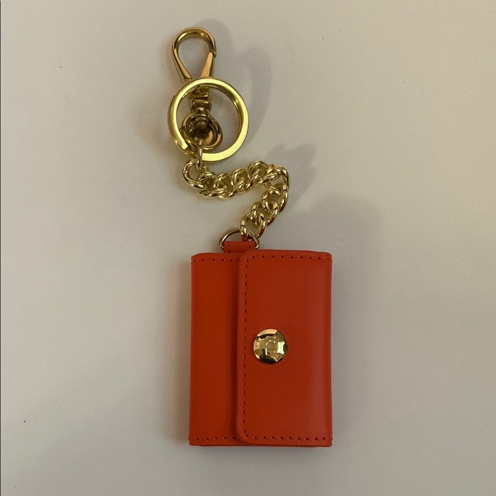 Ralph Lauren Orange Leather Double Photo Purse Ornament